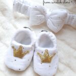 Baby shoes μουσελίνα Gold Splashes.. in White