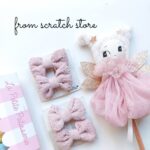 Clip broderie bows pink (2psc)