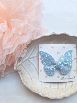 Clip glitter butterfly blue