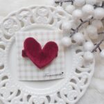 Clip Velvet Heart Cherry Red