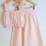 Set muslin pink flowers