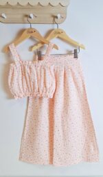 Set muslin pink flowers